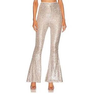 Wisteria Lane Sequined Bell Bottom Pants in Champaign‎ Size Medium NEW